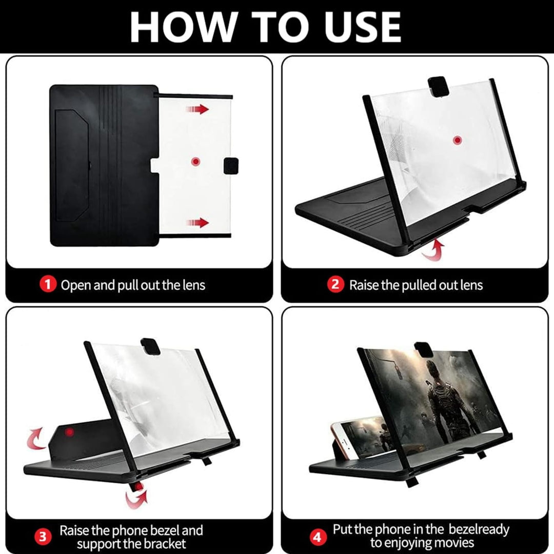 Phone Screen Magnifier - 14 Inch - 3D HD Magnifier Screen for Movies, Games and Videos (Black)