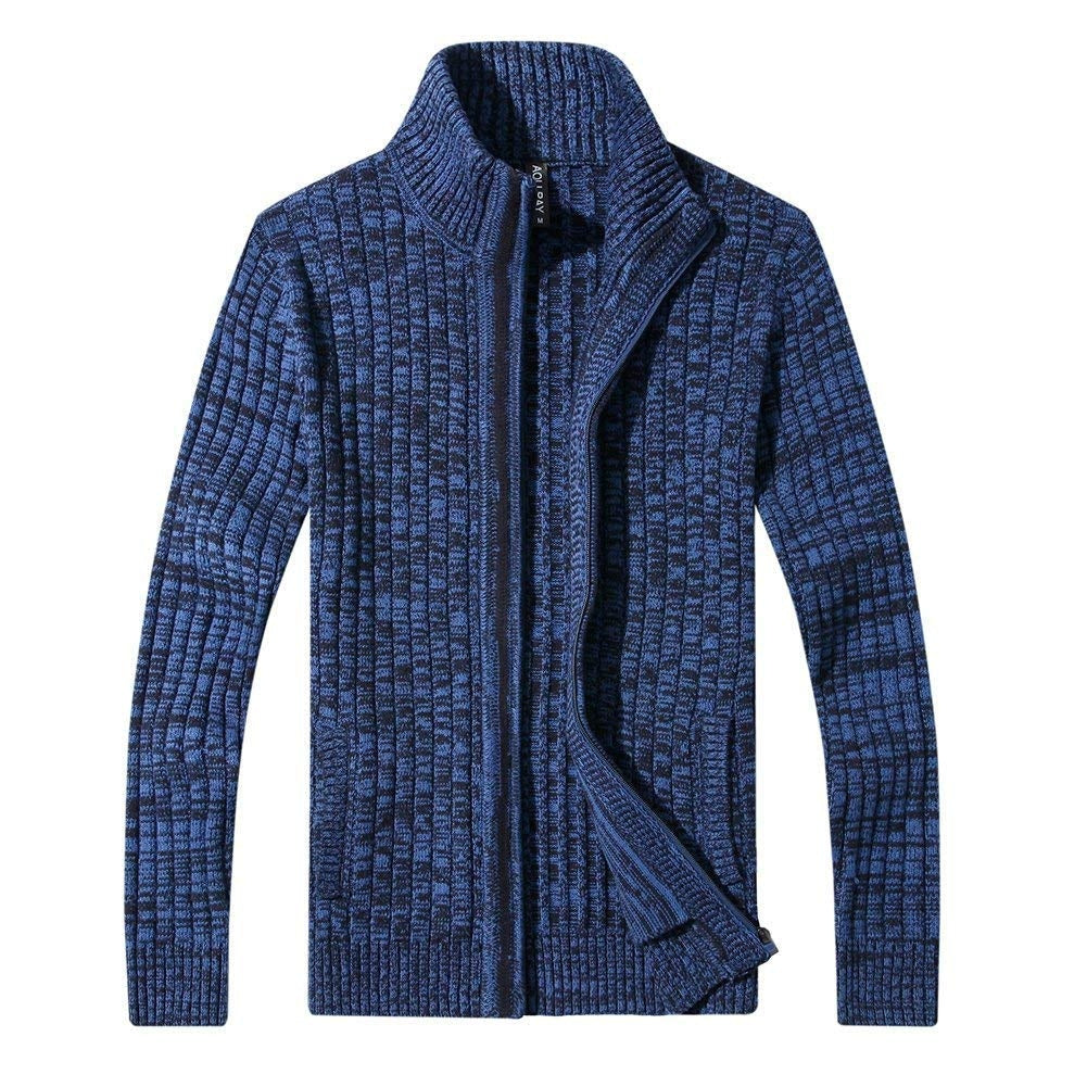 Herenvest Finestrike met rits, opstaande kraag en zakken – blauw-zwart, maat S