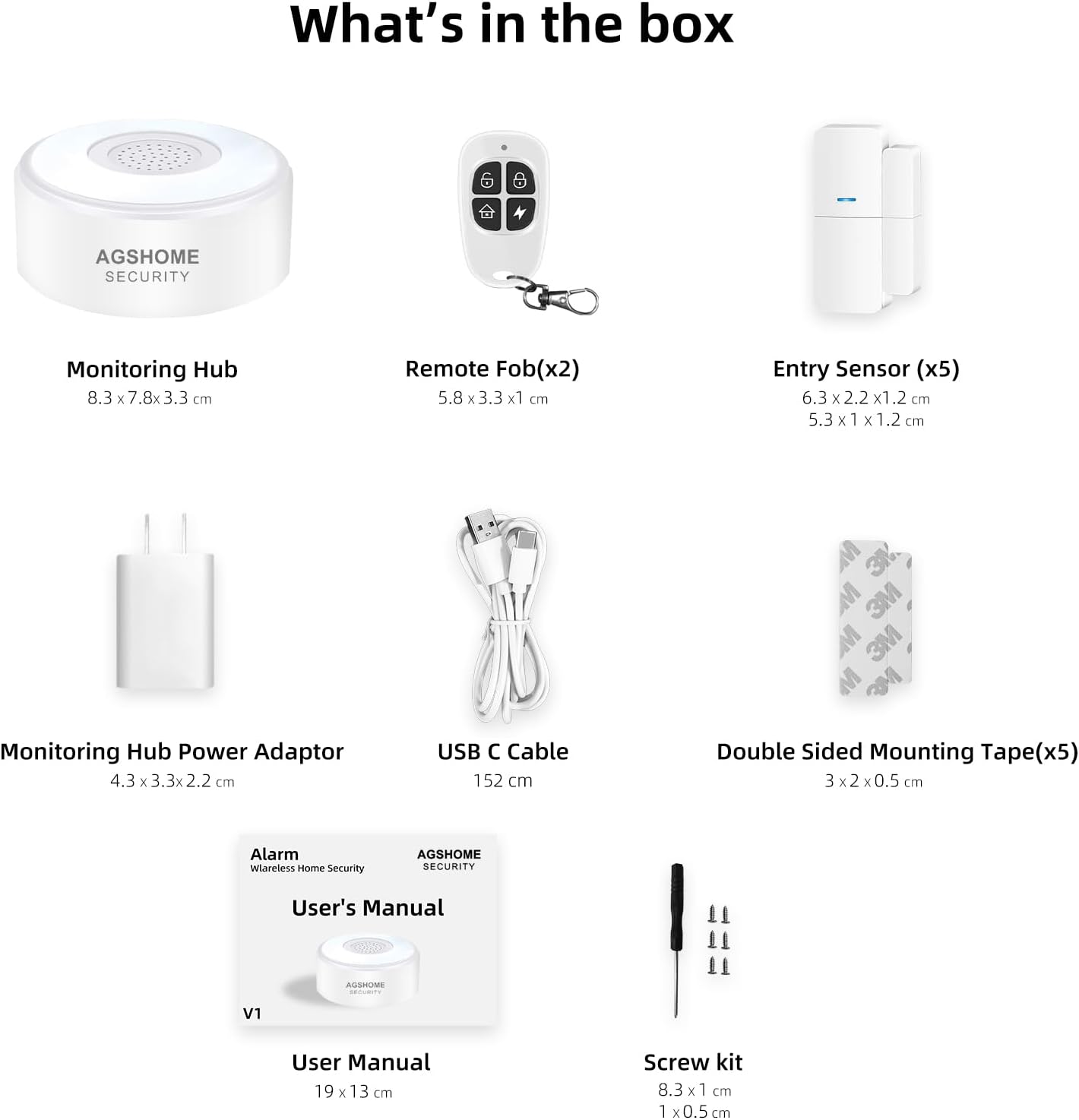 AGSHOME wireless WiFi alarm system with 120dB siren, 5 door and window sensors, 2 remote controls – compatible with Alexa & Google Assistant