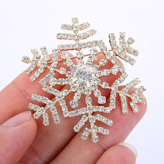 Broșă elegantă fulg de nea – Cristale austriece clare, accesoriu de iarnă pentru femei