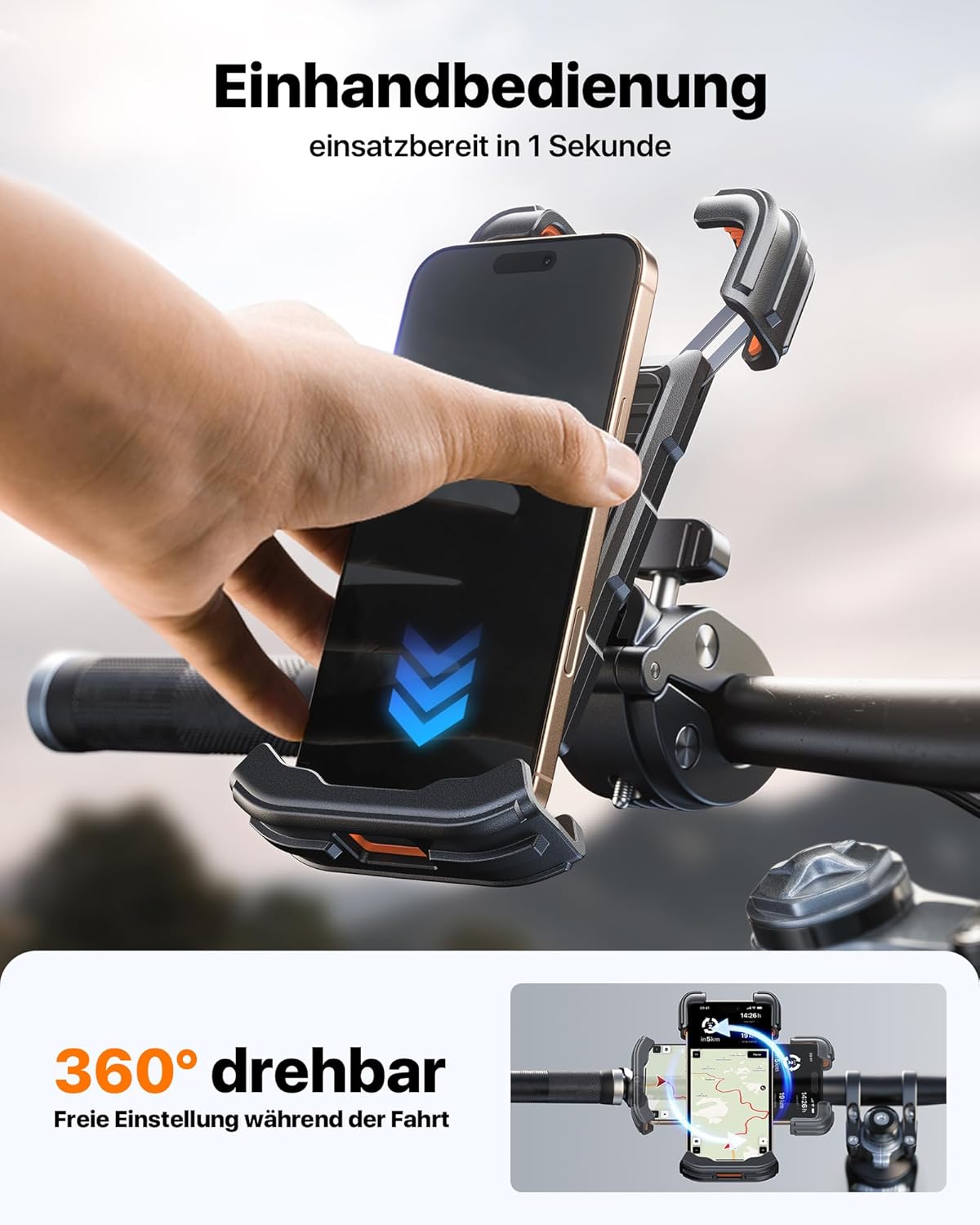 Universele Telefoonhouder – Voor Fiets en Motor, 360° Draaibaar