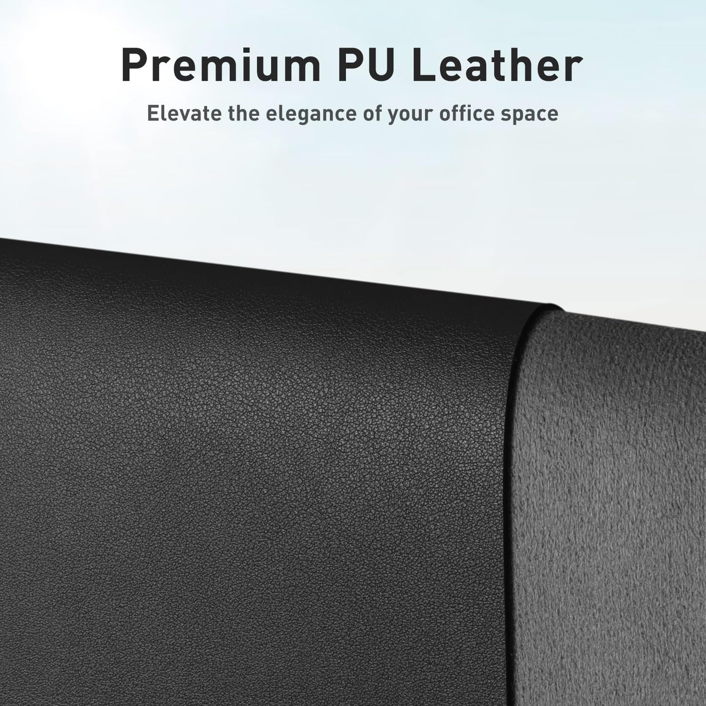 PU Leather Desk Pad – Non-Slip Writing and Mouse Mat, 80x40 cm, Black & Light Blue