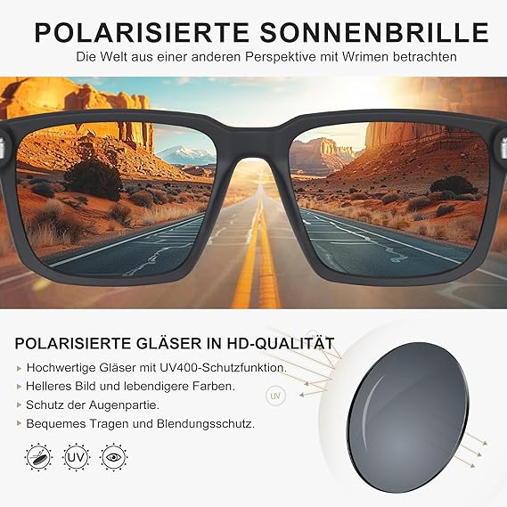 Wrimen Unisex Polarized Sunglasses – Full Screen, UV400 Protection