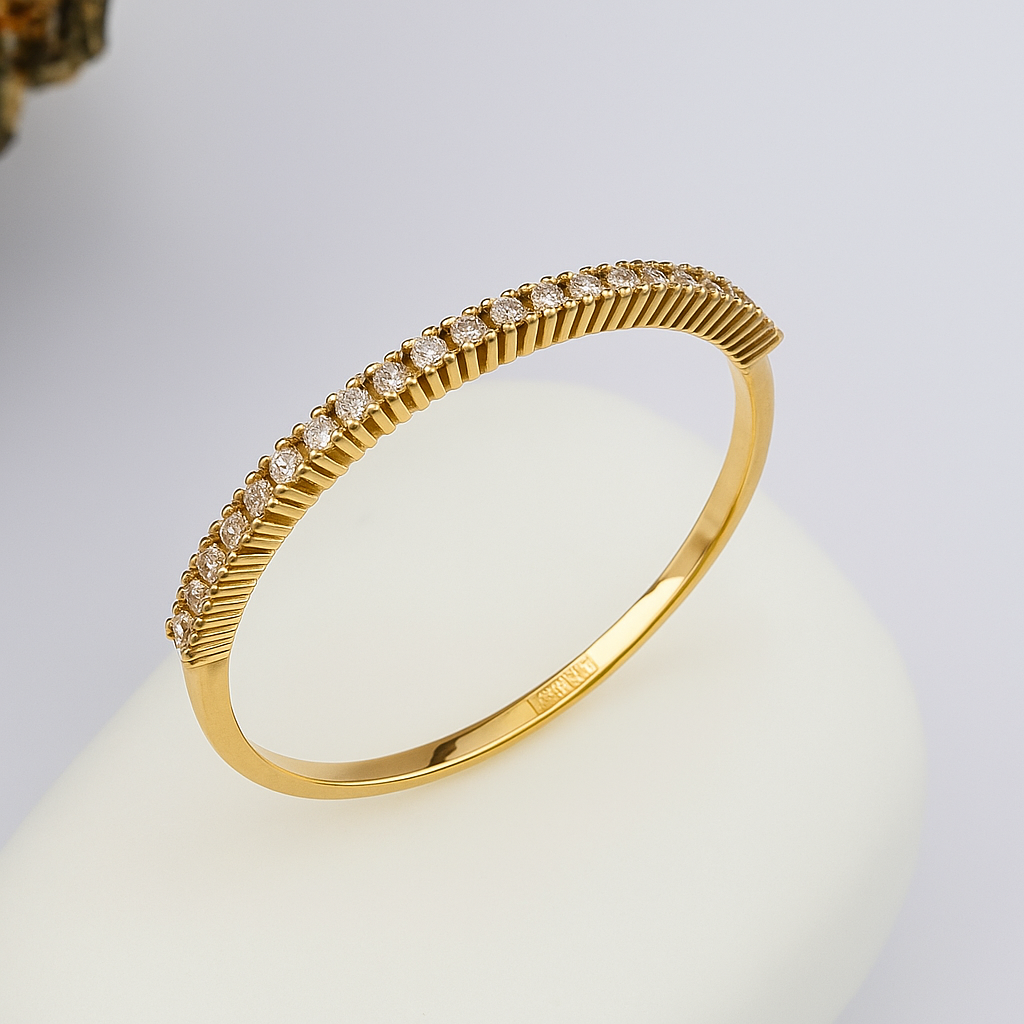 14K Gold Ring with White Stones