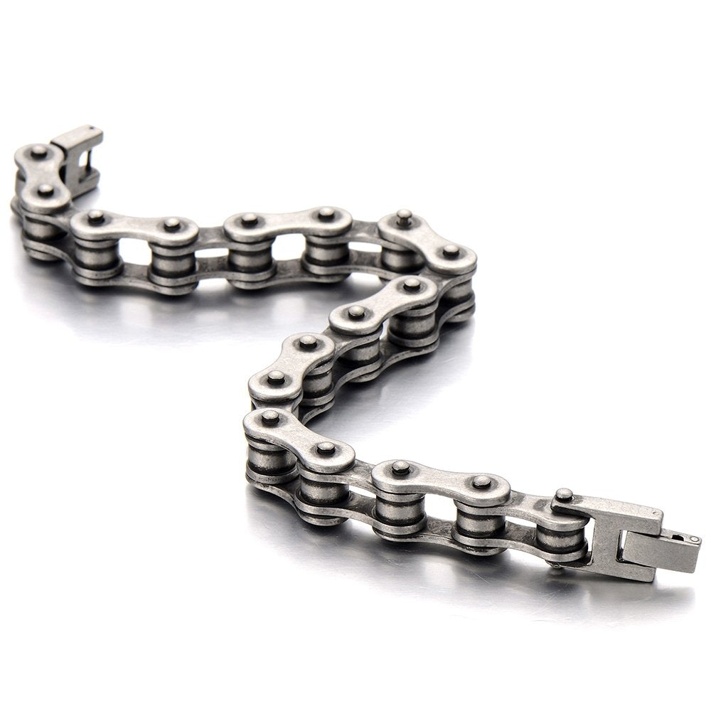 Classic Men's Bracelet - Bicycle/Motorcycle Chain Style, Stainless Steel, 22cm, Cool Design
