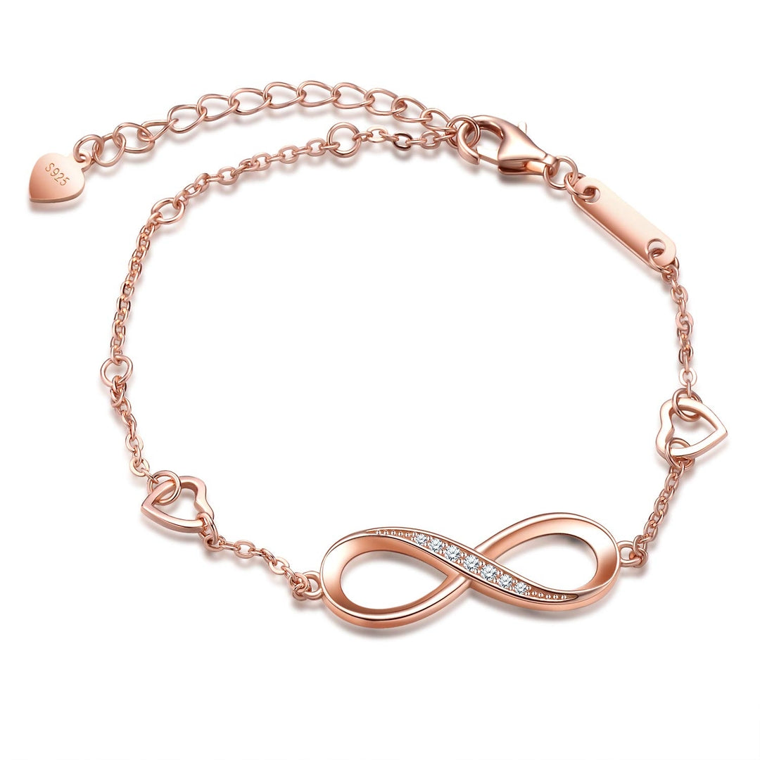 925 Silver Bracelet – Infinite Design with Zirconia, Rose Gold Color – approx. 2.3 g