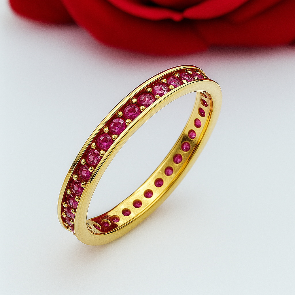 14k Gold Ring, Zirconia Crystals