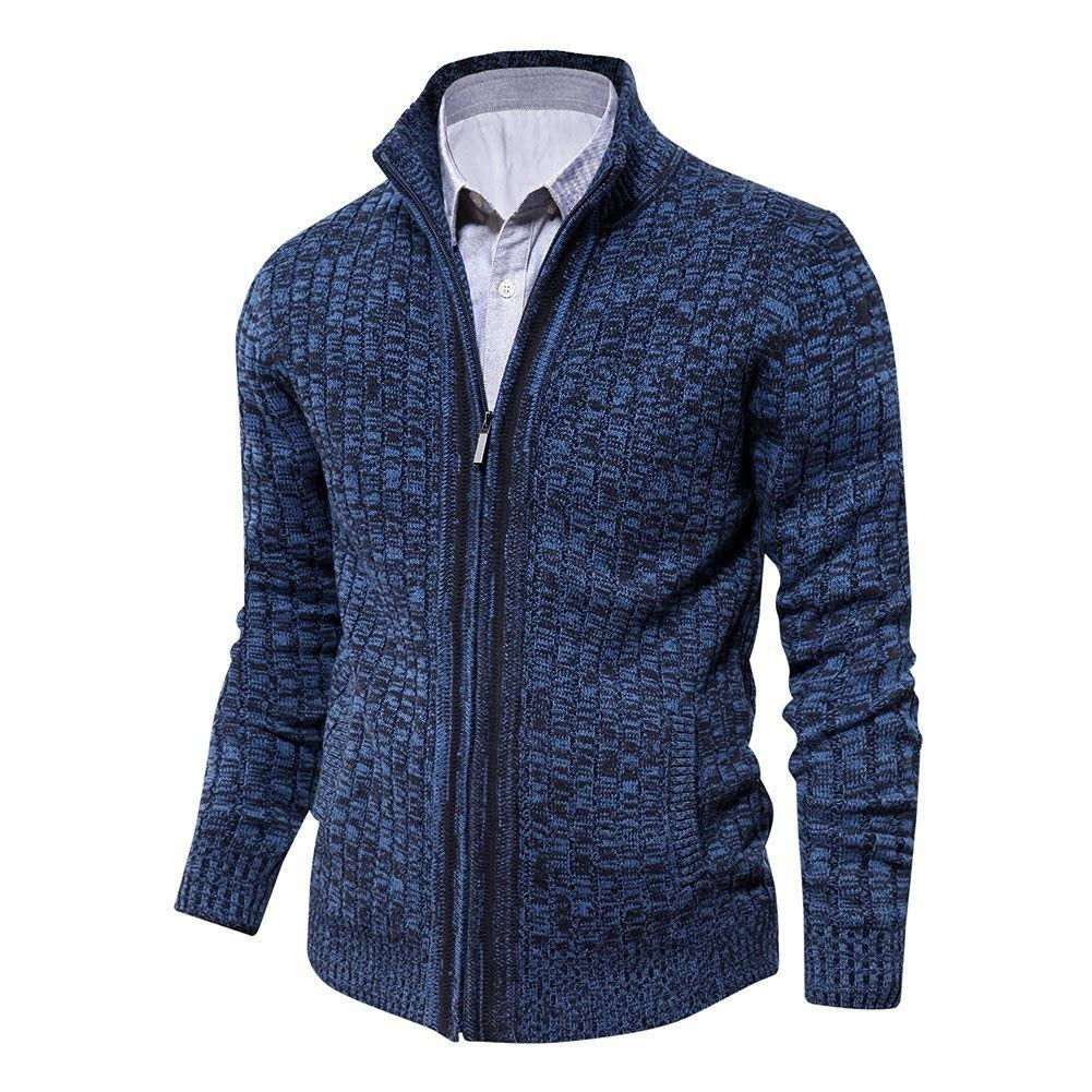 Herenvest Finestrike met rits, opstaande kraag en zakken – blauw-zwart, maat S