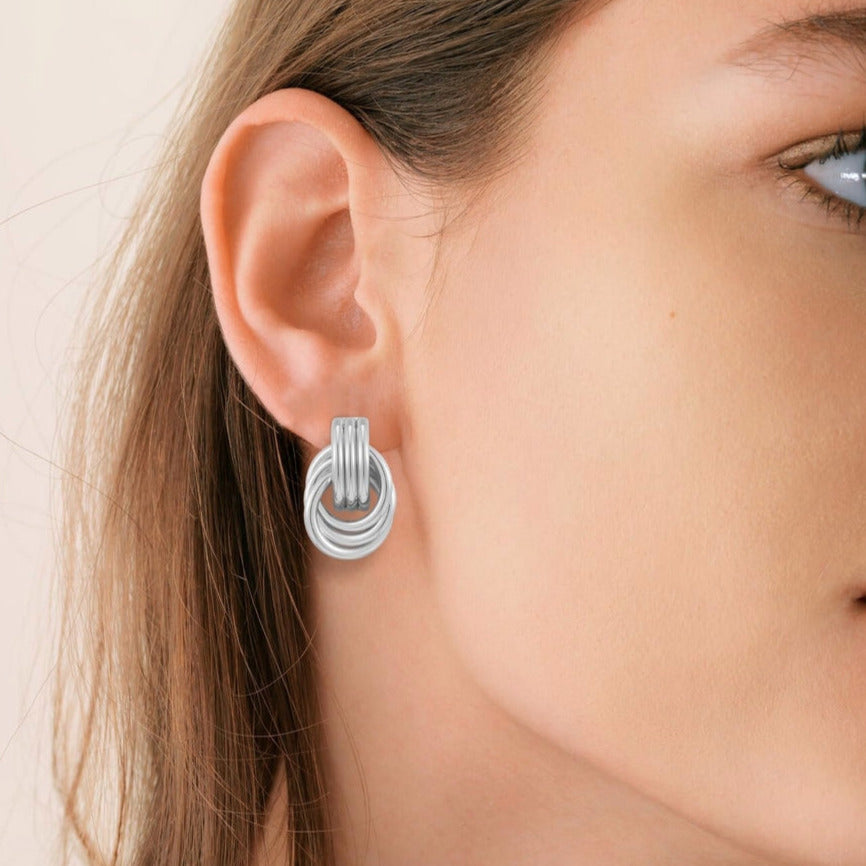 Vintage lange oorbellen met gevlochten design, zilvergeplateerd – opvallende statement sieraden voor dames
