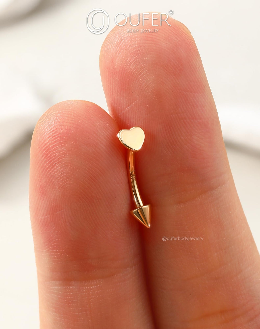 14K Gold Heart Piercing – 1g, Thickness 16G (1.2mm), Length 8mm