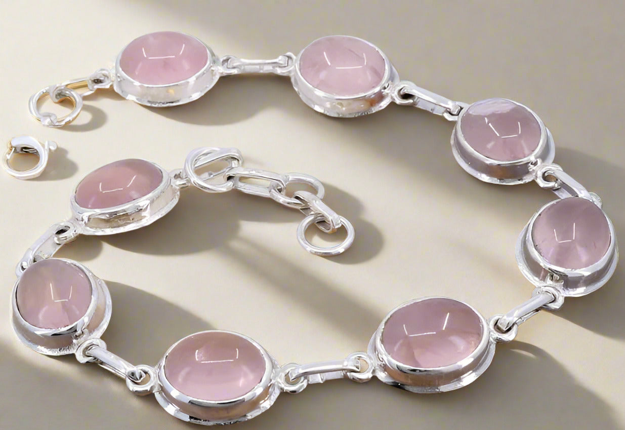 Silver bracelet 925 with rose quartz
