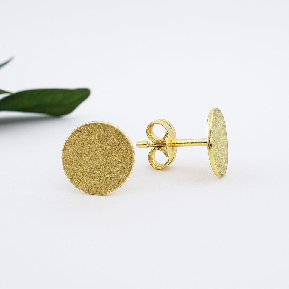 8k Gold Stud Earrings with Satin Finish