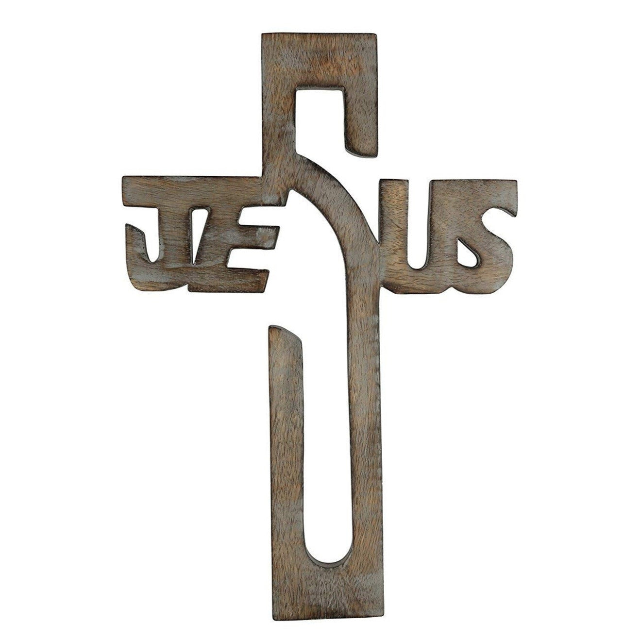 Stylized wooden wall cross – Celtic design, religious decoration, 38 x 25 cm