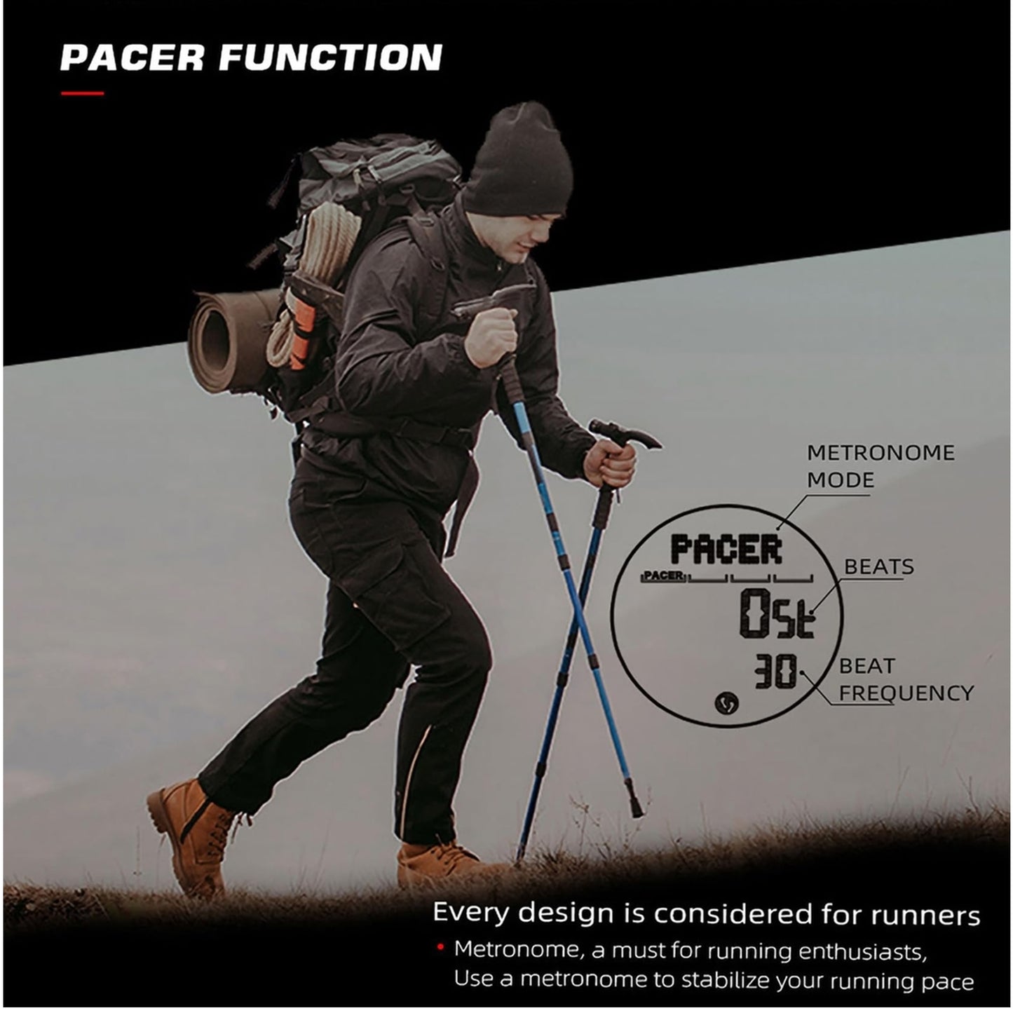 DIDITIME Tactical Digital Watch for Men – Green Alpine, Waterproof, with Compass and Pedometer