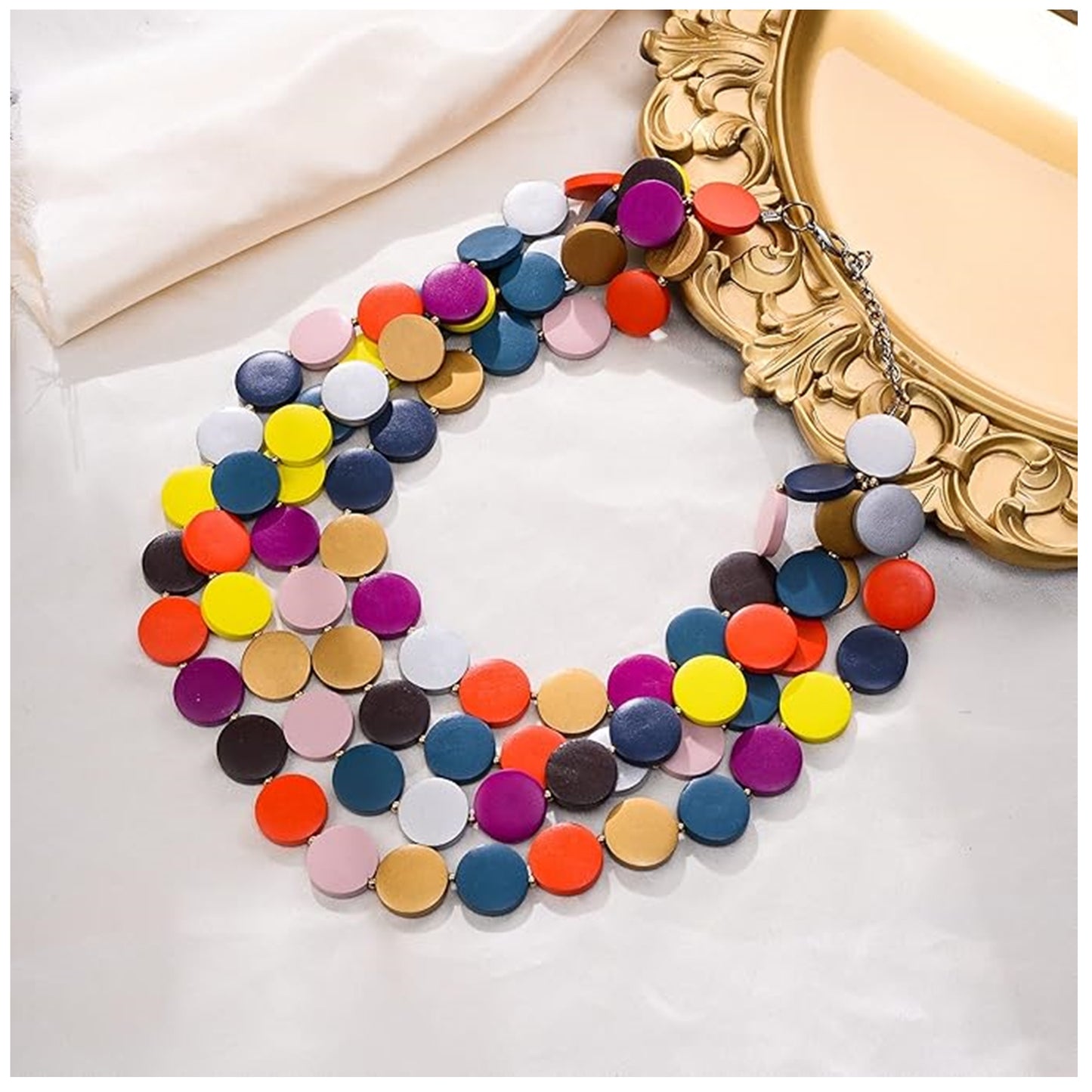 Colier Statement Multicolor – Design African cu Mărgele din Lemn, Stil Suprapus, Pentru Femei