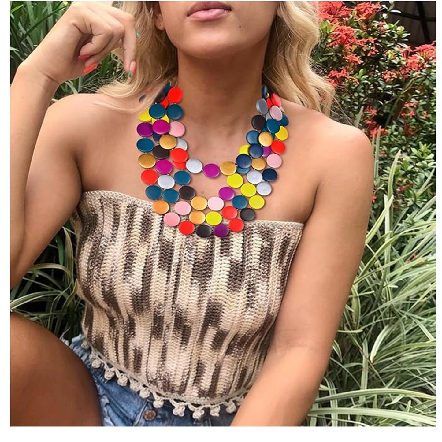 Colier Statement Multicolor – Design African cu Mărgele din Lemn, Stil Suprapus, Pentru Femei