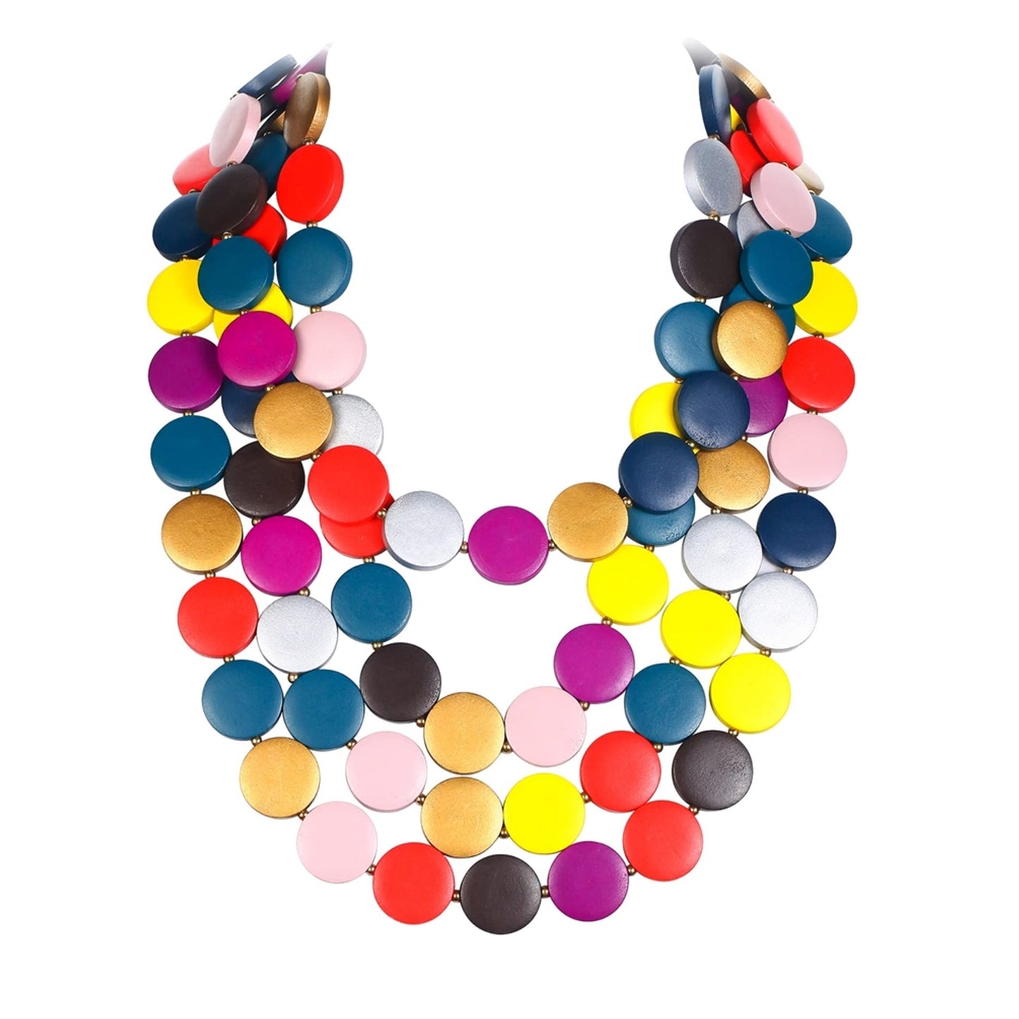 Colier Statement Multicolor – Design African cu Mărgele din Lemn, Stil Suprapus, Pentru Femei