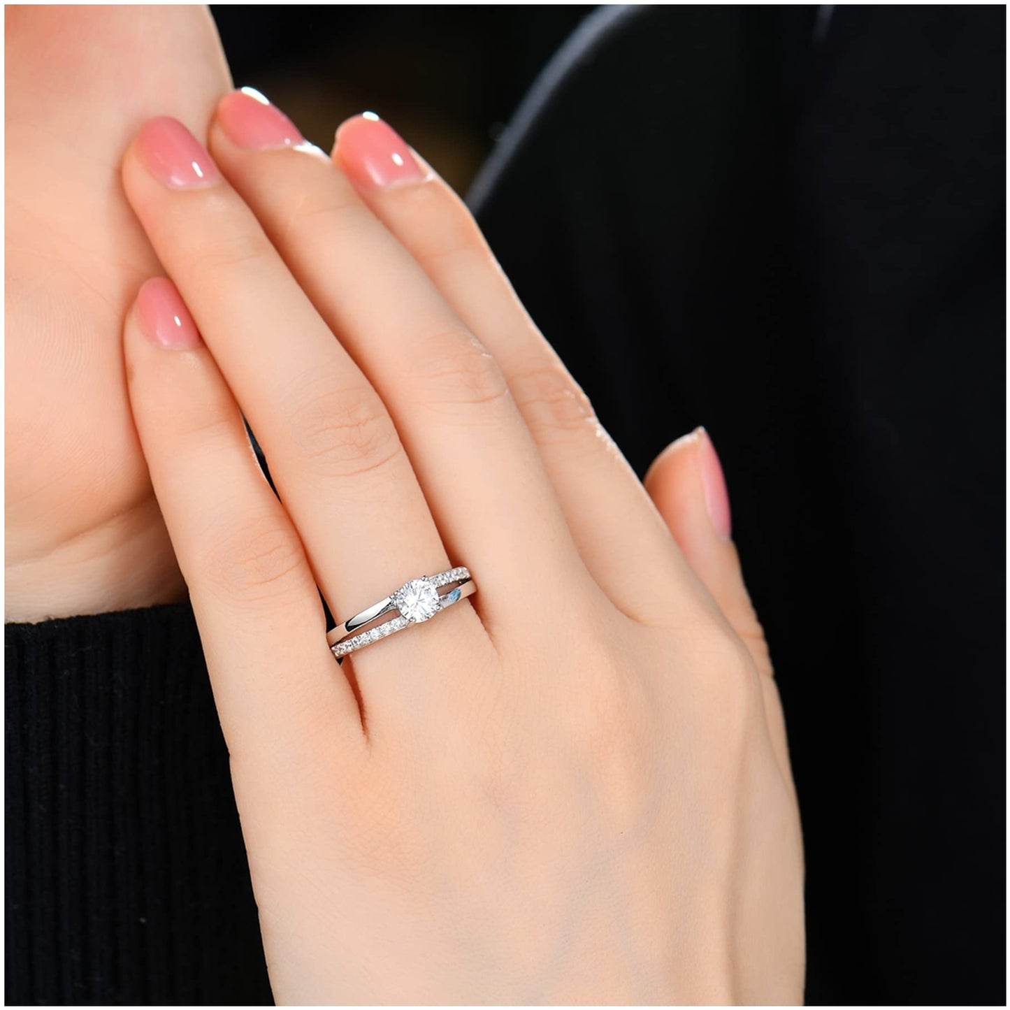 925 Silver Engagement Ring with Zirconia Crystals