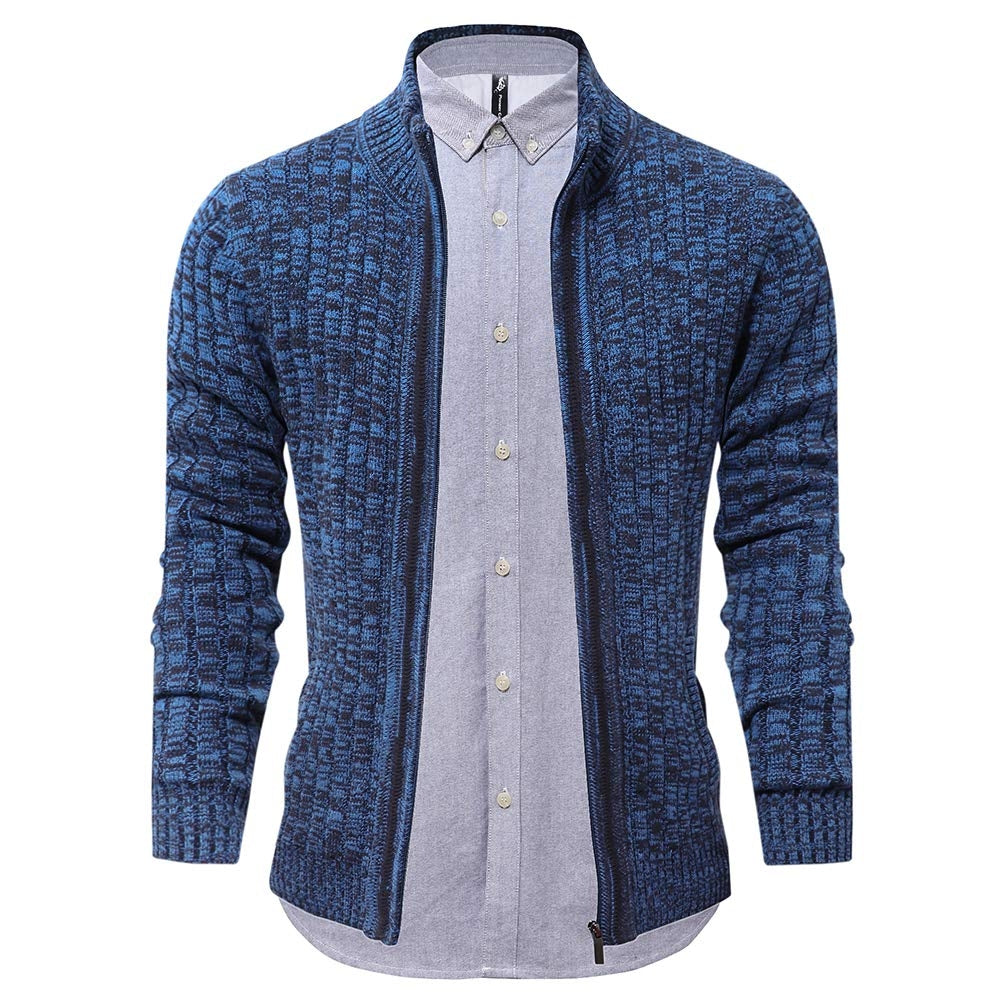 Herenvest Finestrike met rits, opstaande kraag en zakken – blauw-zwart, maat S