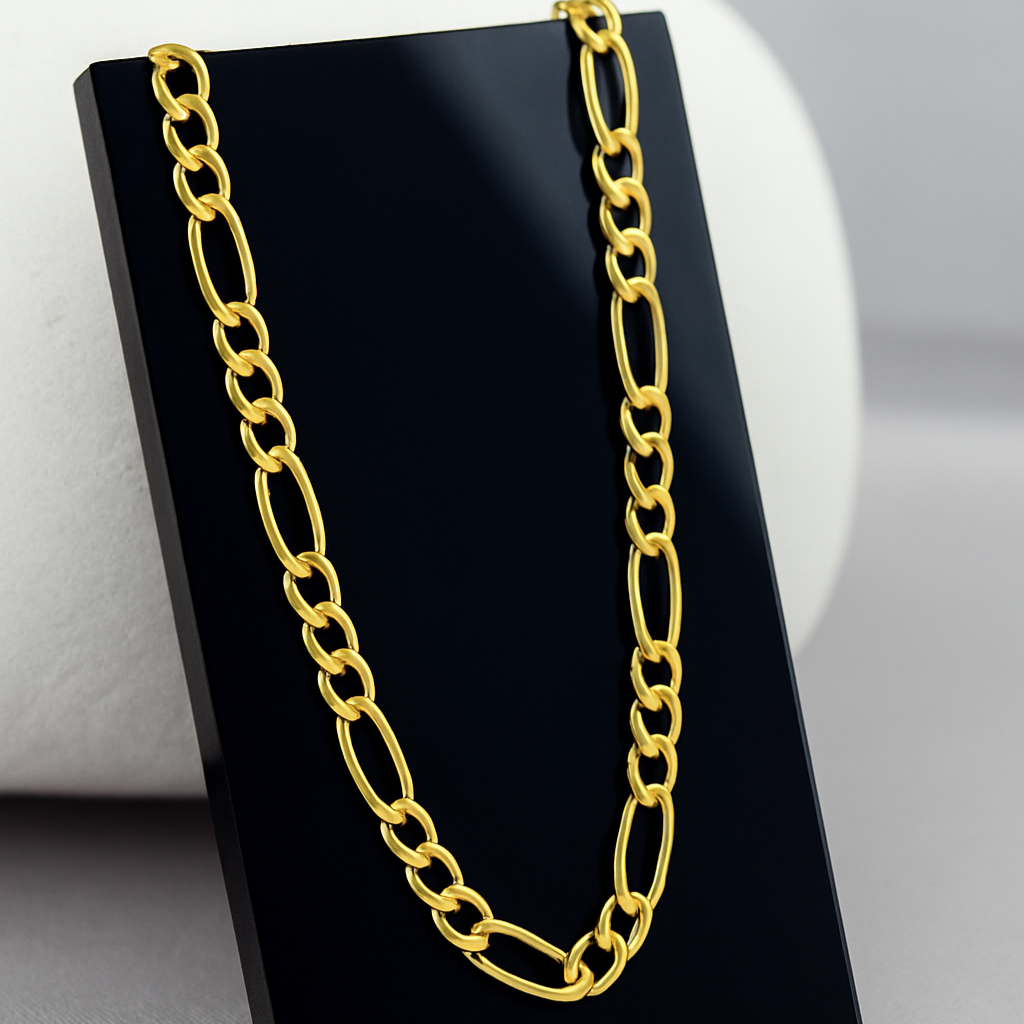 14K Gold Chain, Figaro 3+1 Model - 49 cm, Width 2.6 mm