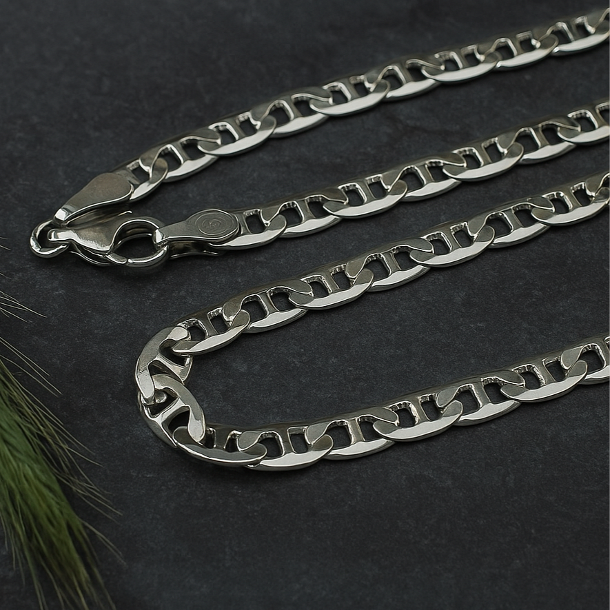 Silver Chain 925 – Classic Curb Model, 18.56g, 60 cm, Width 5 mm
