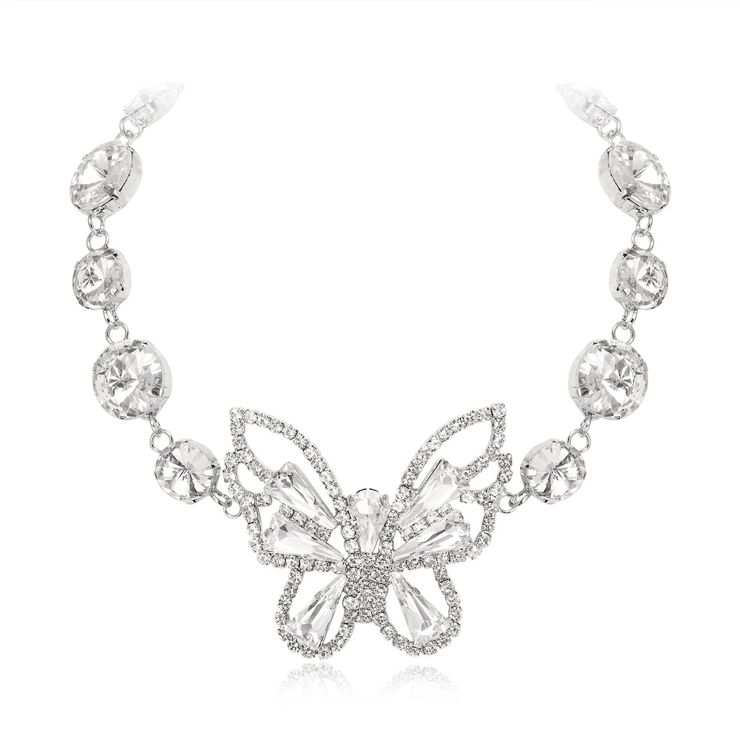 Butterfly Choker Necklace – Sparkling Rhinestone Statement Jewelry for Women and Girls