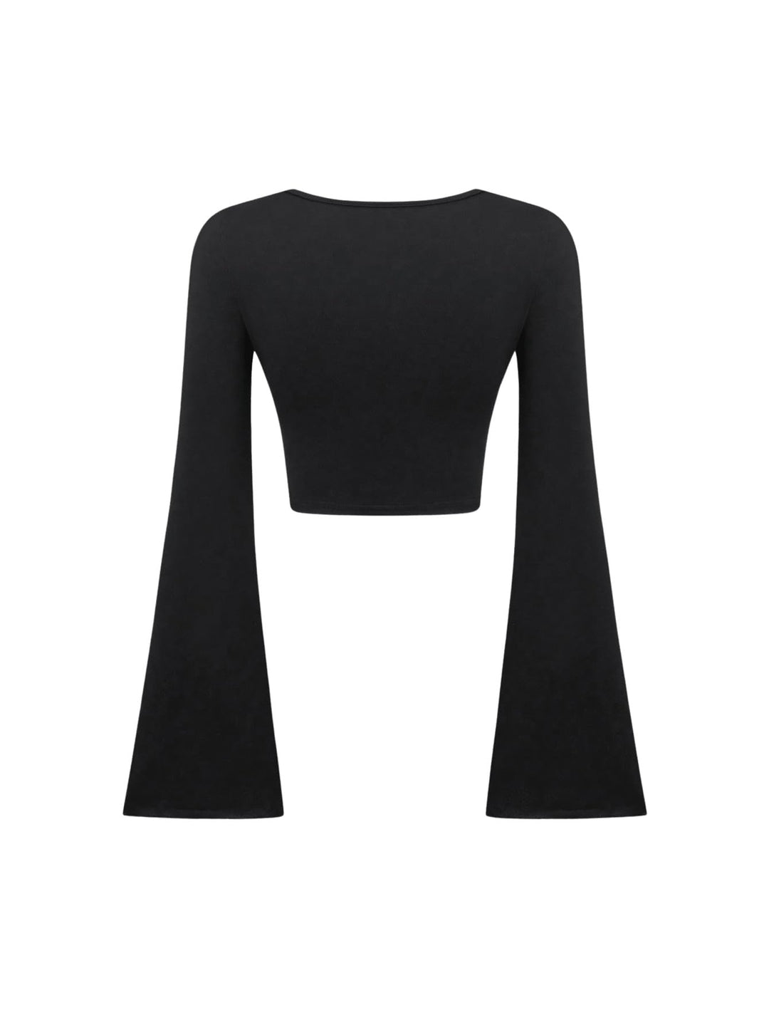 Set of 3 cropped women's t-shirts with round neck and flared sleeves - black, grey and white, size M
