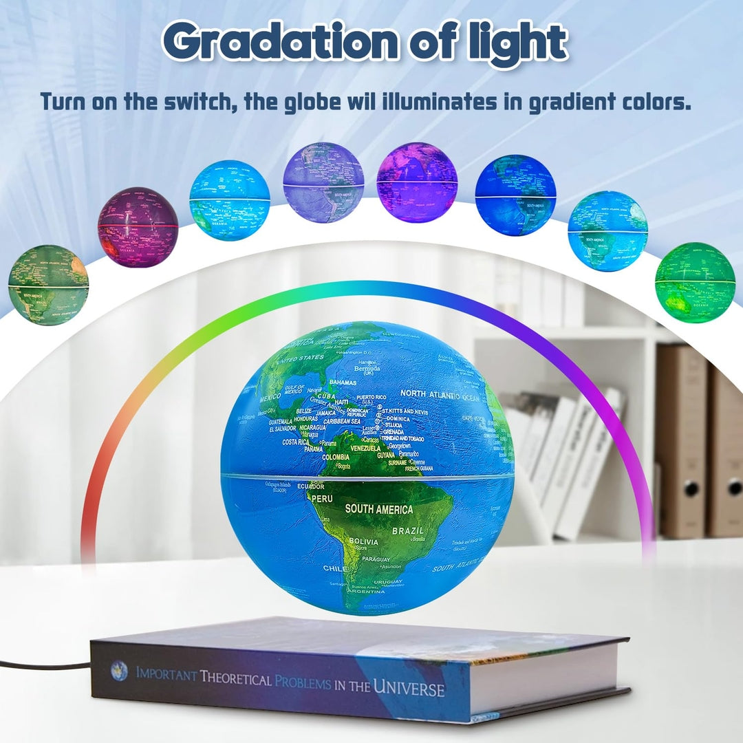 Magnetic Floating Globe with LED Color Light - Decorative Lamp for Home or Office, Gift for Christmas or Anniversary