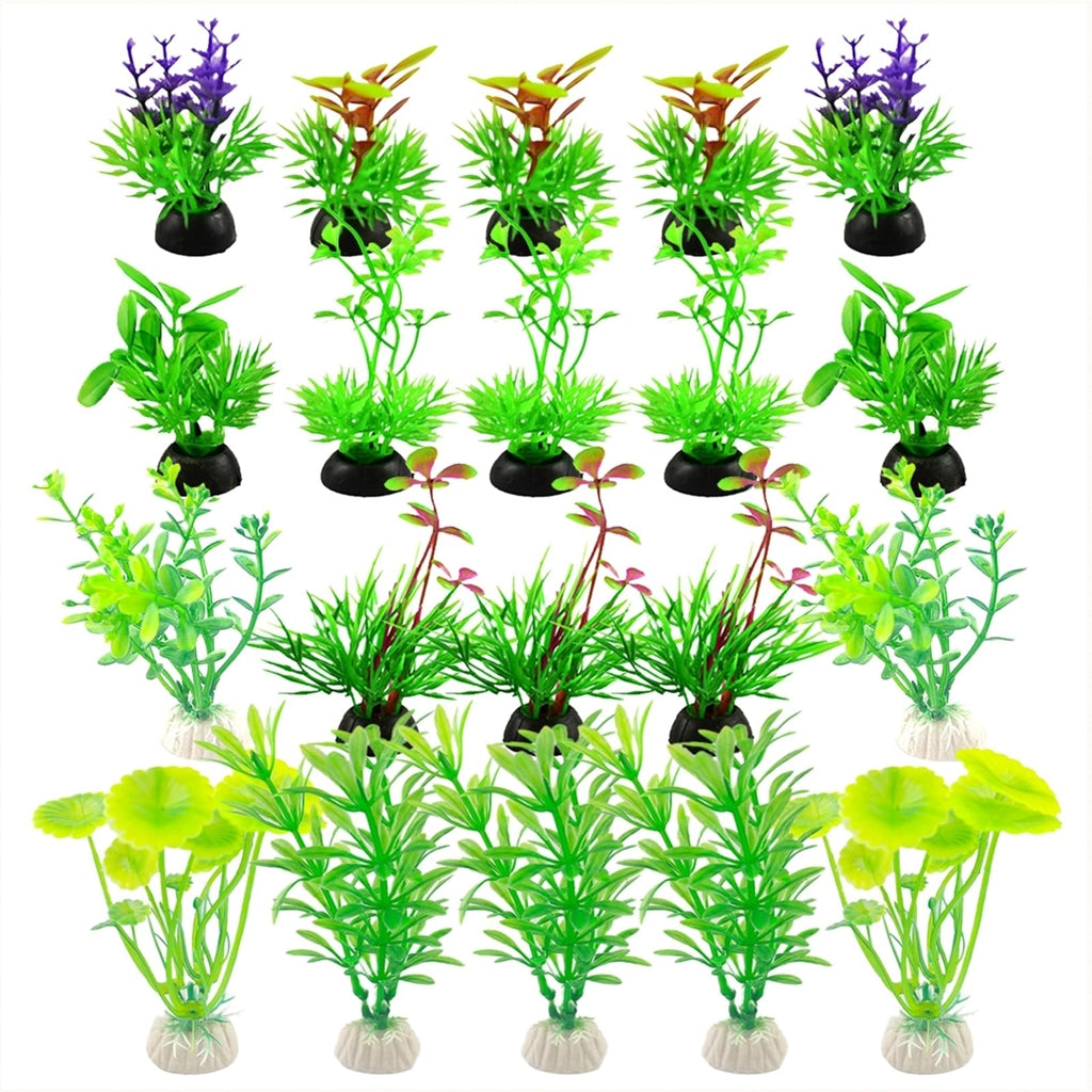 Set van 20 Kunstplanten voor Aquarium – Groen, 5–12 cm