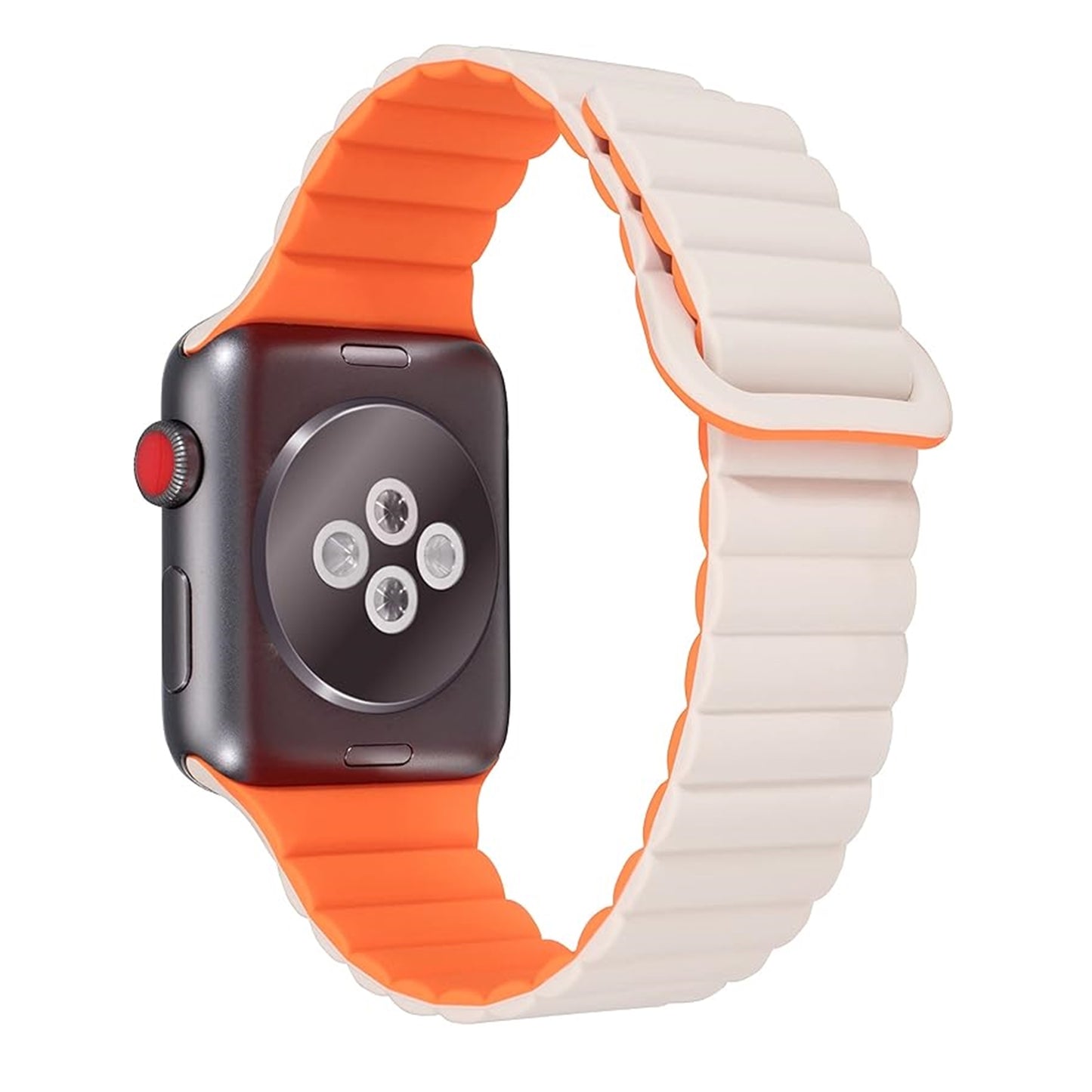Compatible Band for Apple Watch 41mm 40mm 38mm – Skin-friendly Silicone Strap with Magnetic Closure, Suitable for Series 8 7 6 5 4 3 2 1 SE – Starlight Orange, Black and Pink