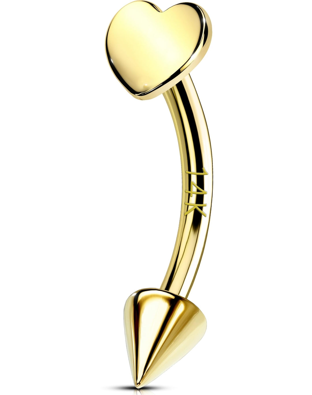 14K Gold Heart Piercing – 1g, Thickness 16G (1.2mm), Length 8mm