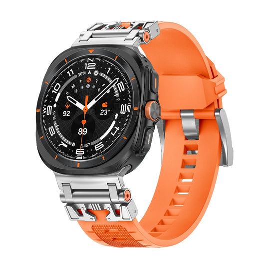 Compatibele band voor Samsung Galaxy Watch Ultra 47mm – Sportieve siliconen horlogeband voor heren met duurzaam ontwerp en roestvrijstalen metalen connector
