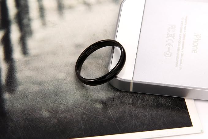 Zwart Gepolijste Tungsten Trouwring 6mm – Voor Dames en Heren, Comfort Fit (Maat 77 / Ø 24.5mm)