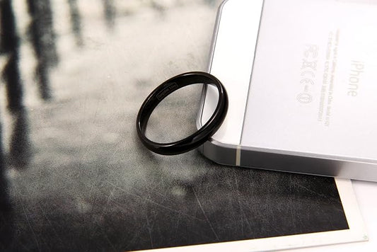 Zwart Gepolijste Tungsten Trouwring 6mm – Voor Dames en Heren, Comfort Fit (Maat 77 / Ø 24.5mm)