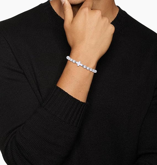 Unisex Bracelet with Cross Charm – Shell Pearl Beads