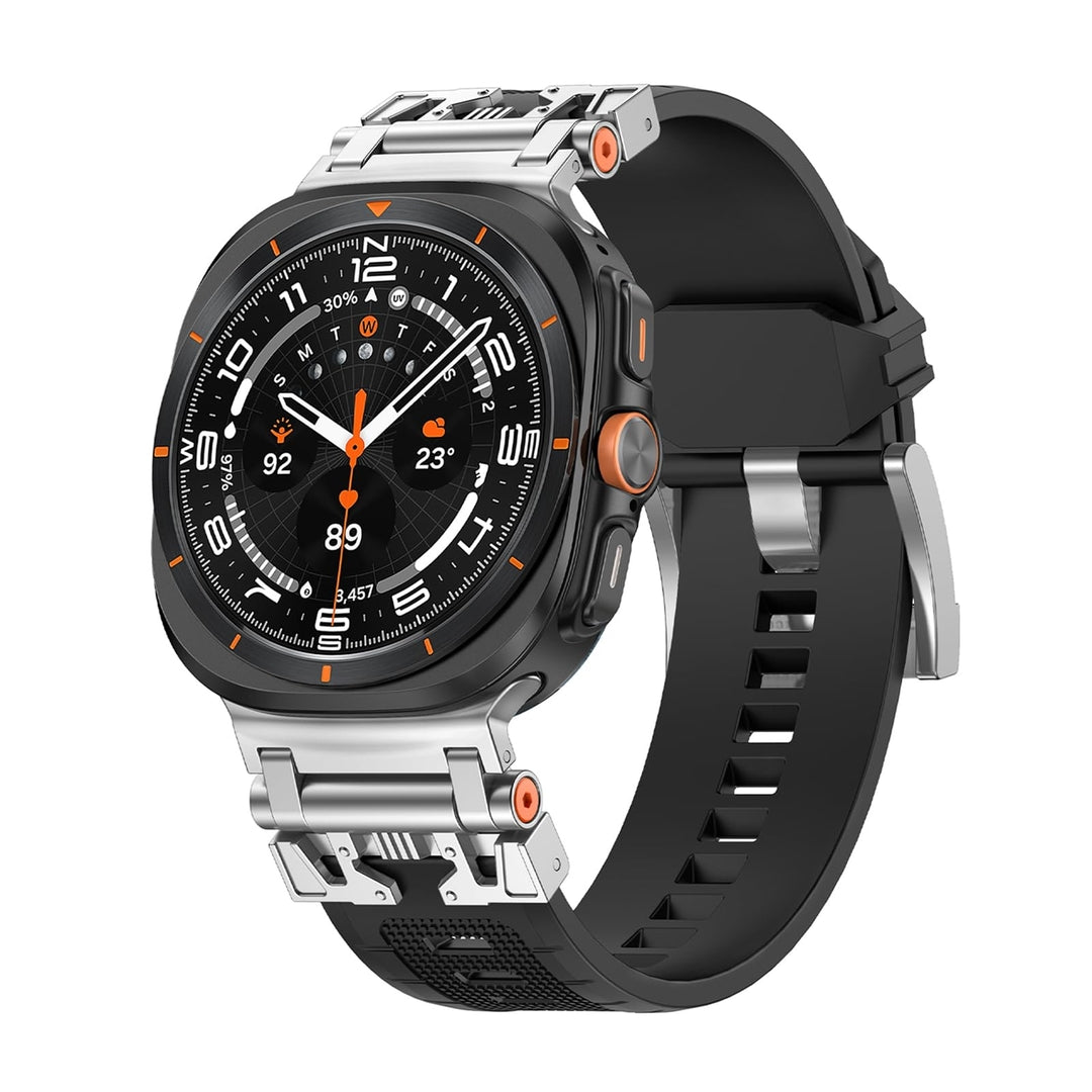 Compatibele band voor Samsung Galaxy Watch Ultra 47mm – Sportieve siliconen horlogeband voor heren met duurzaam ontwerp en roestvrijstalen metalen connector