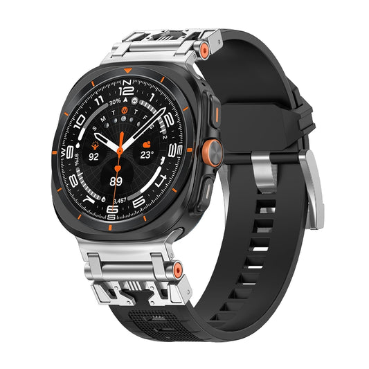 Compatibele band voor Samsung Galaxy Watch Ultra 47mm – Sportieve siliconen horlogeband voor heren met duurzaam ontwerp en roestvrijstalen metalen connector