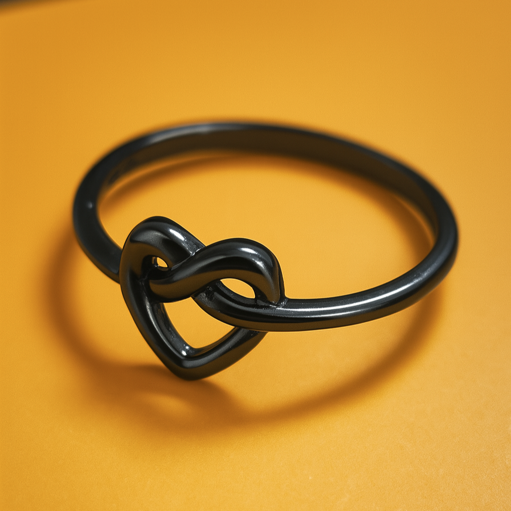 925 Zilveren Hart Ring – Zwart Gerhodineerd, Maten 47 & 60, ca. 1,90 g