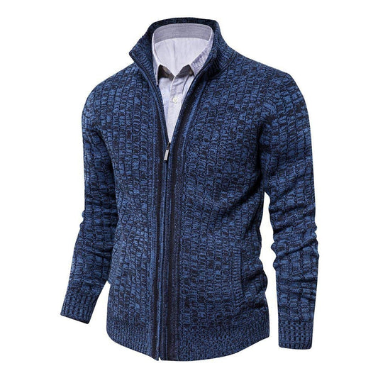Herenvest Finestrike met rits, opstaande kraag en zakken – blauw-zwart, maat S