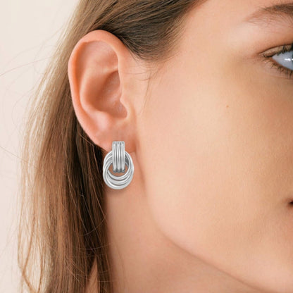 Vintage lange oorbellen met gevlochten design, zilvergeplateerd – opvallende statement sieraden voor dames