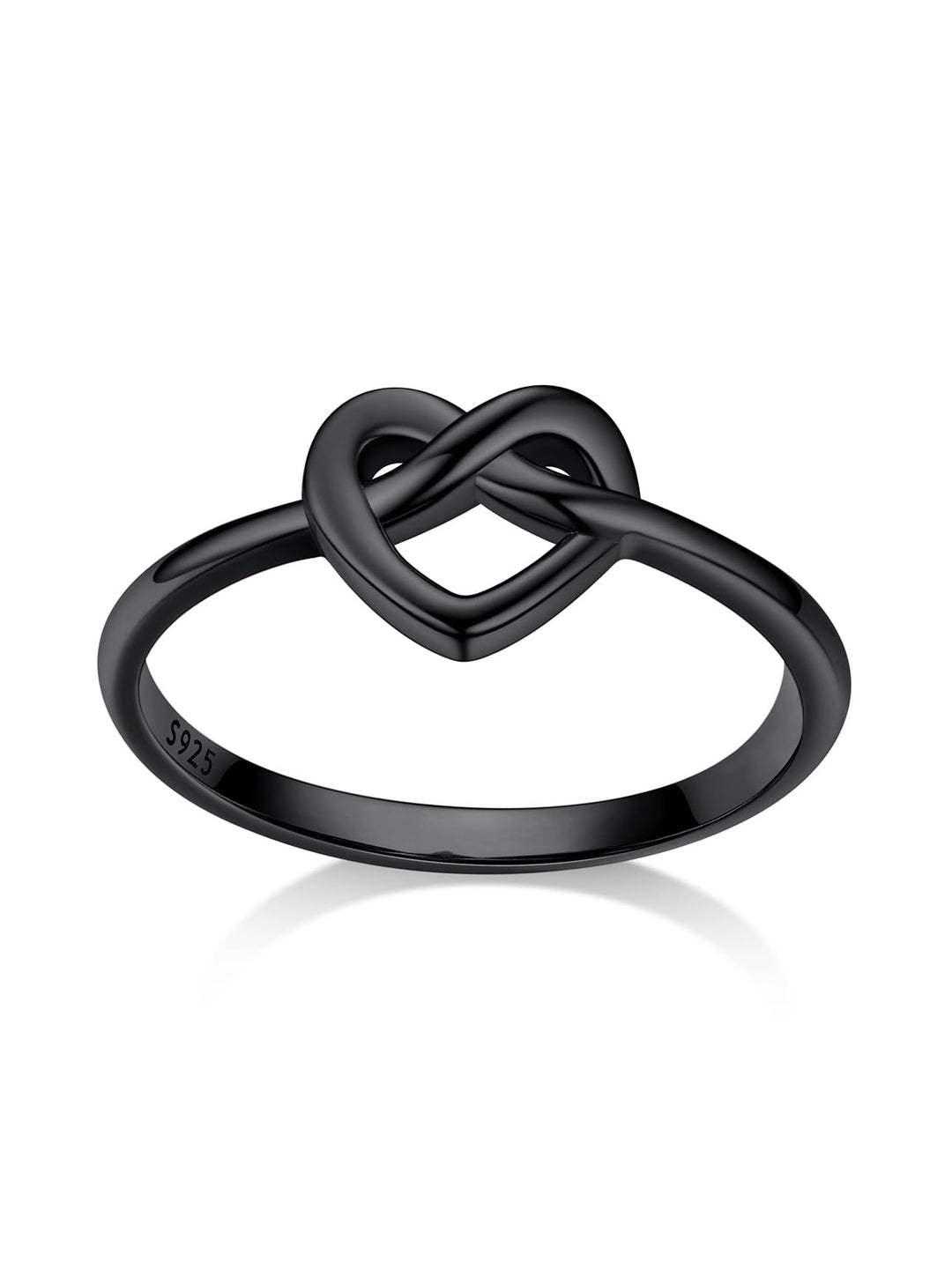925 Zilveren Hart Ring – Zwart Gerhodineerd, Maten 47 & 60, ca. 1,90 g