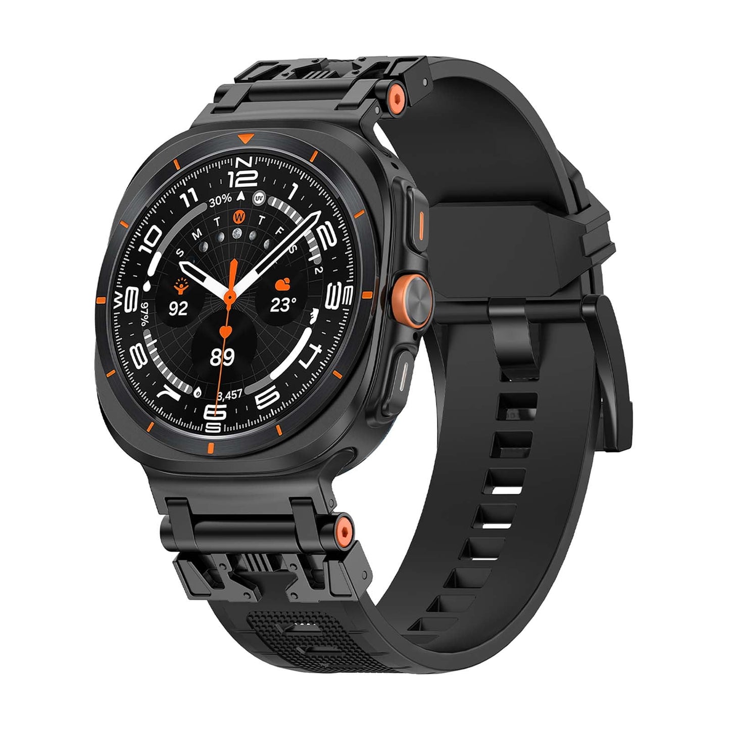 Compatibele band voor Samsung Galaxy Watch Ultra 47mm – Sportieve siliconen horlogeband voor heren met duurzaam ontwerp en roestvrijstalen metalen connector