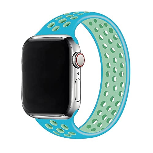 Elastische siliconen sportband voor Apple Watch (42/44mm) – Blue-Green model, compatibel met Serie 8 7 6 5 4 3 2 SE Ultra