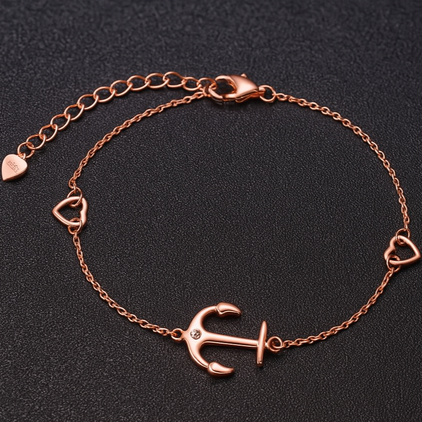 925 Zilveren Anker Armband – Zirkonia, Verstelbaar, Kleuren: Zilver, Goud & Roségoud