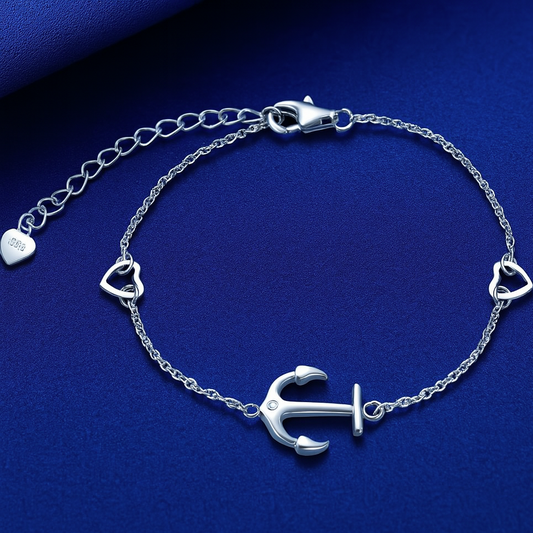 925 Zilveren Anker Armband – Zirkonia, Verstelbaar, Kleuren: Zilver, Goud & Roségoud