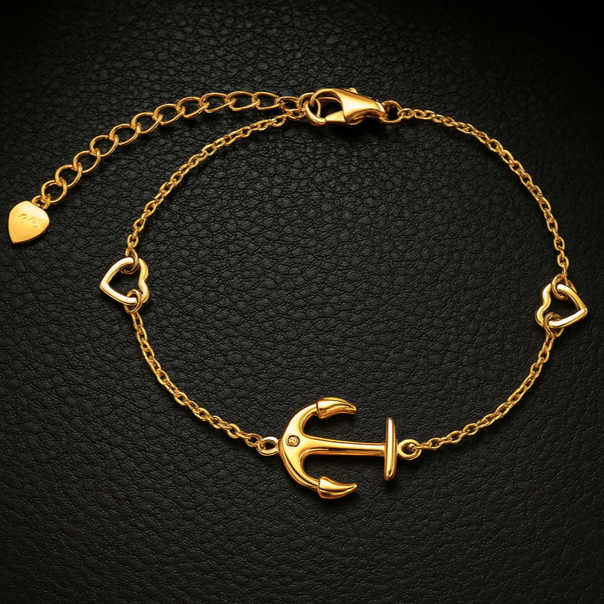 925 Zilveren Anker Armband – Zirkonia, Verstelbaar, Kleuren: Zilver, Goud & Roségoud
