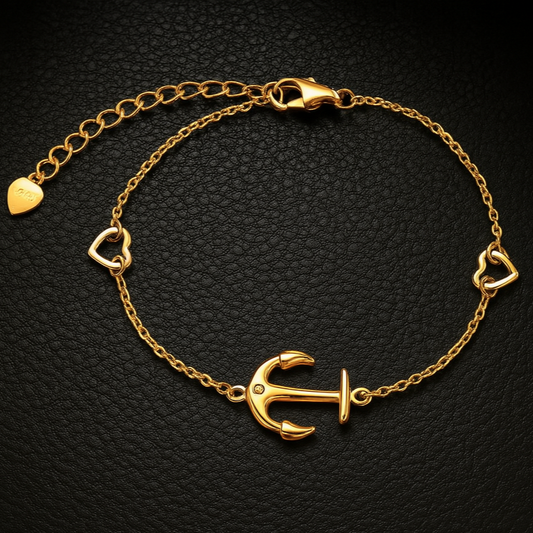 925 Zilveren Anker Armband – Zirkonia, Verstelbaar, Kleuren: Zilver, Goud & Roségoud