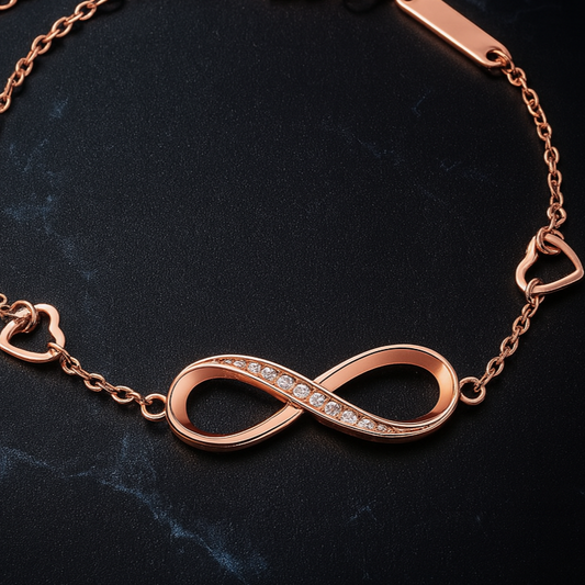 925 Zilveren Armband – Oneindig Design met Zirkonia, Roségoudkleur – ca. 2,3 g