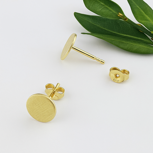 8k Gouden Oorknopjes met Gesatineerde Afwerking