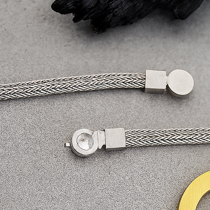Vintage - 925 Zilveren Ketting met Verguld Cirkel Hanger en Diamanten van 0.036 ct